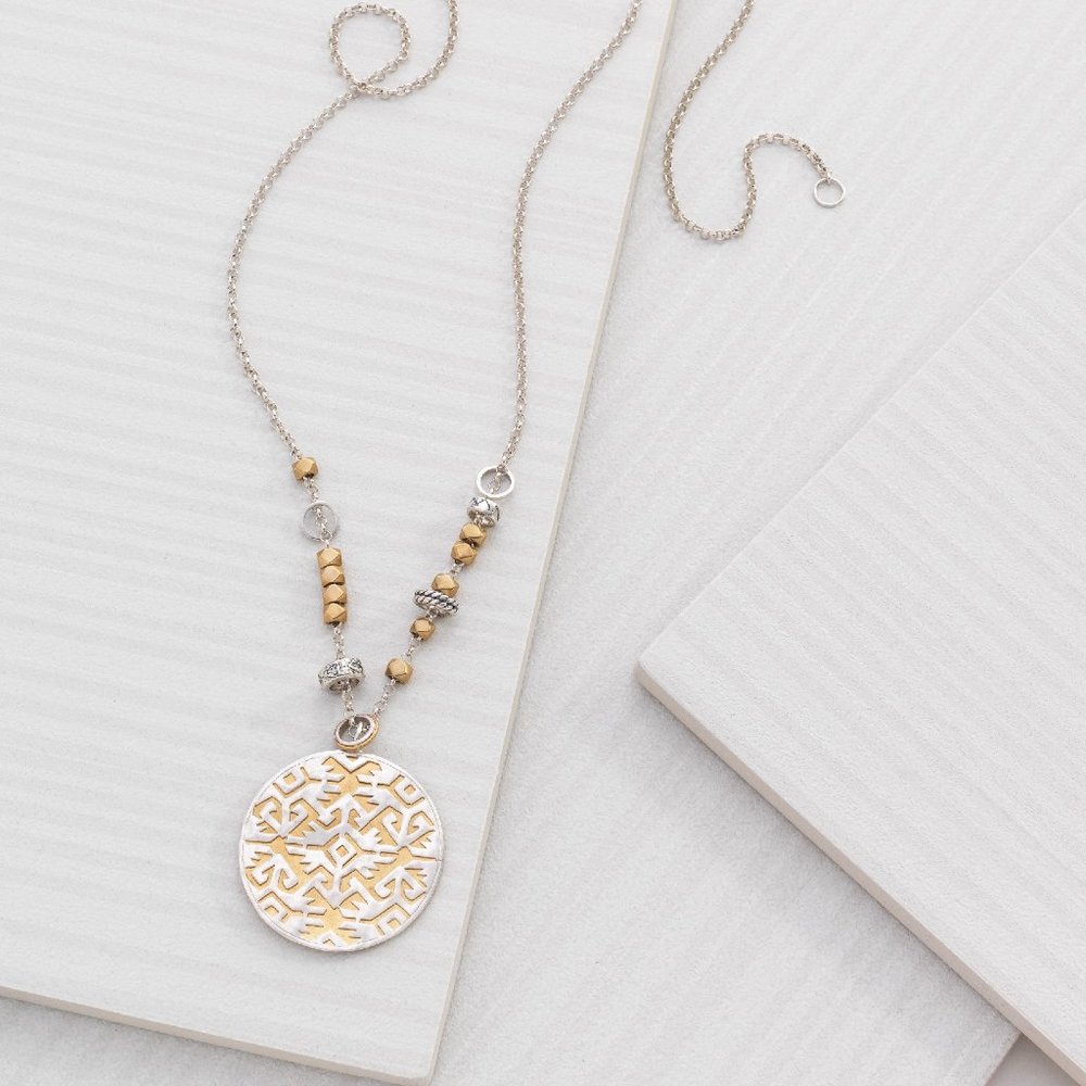 SILPADA Sundial Brass Sterling Necklace